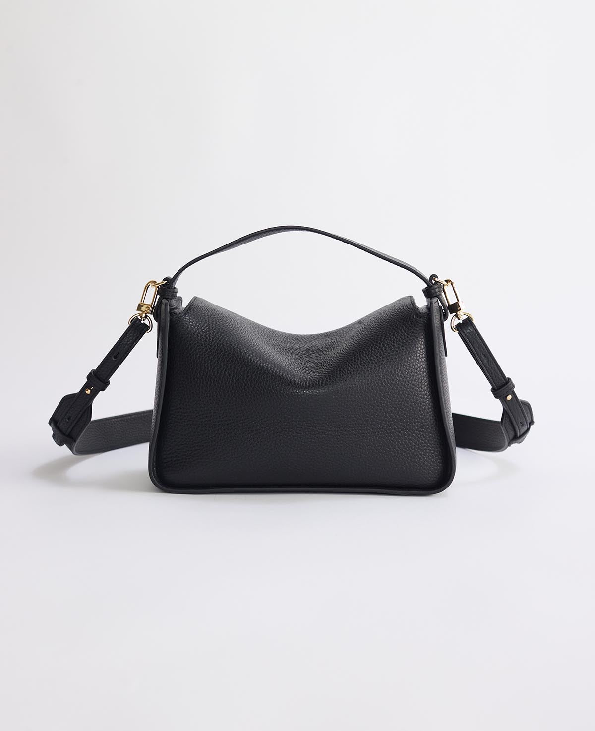 Clementine Bag: Black Pebbled Leather with Gold