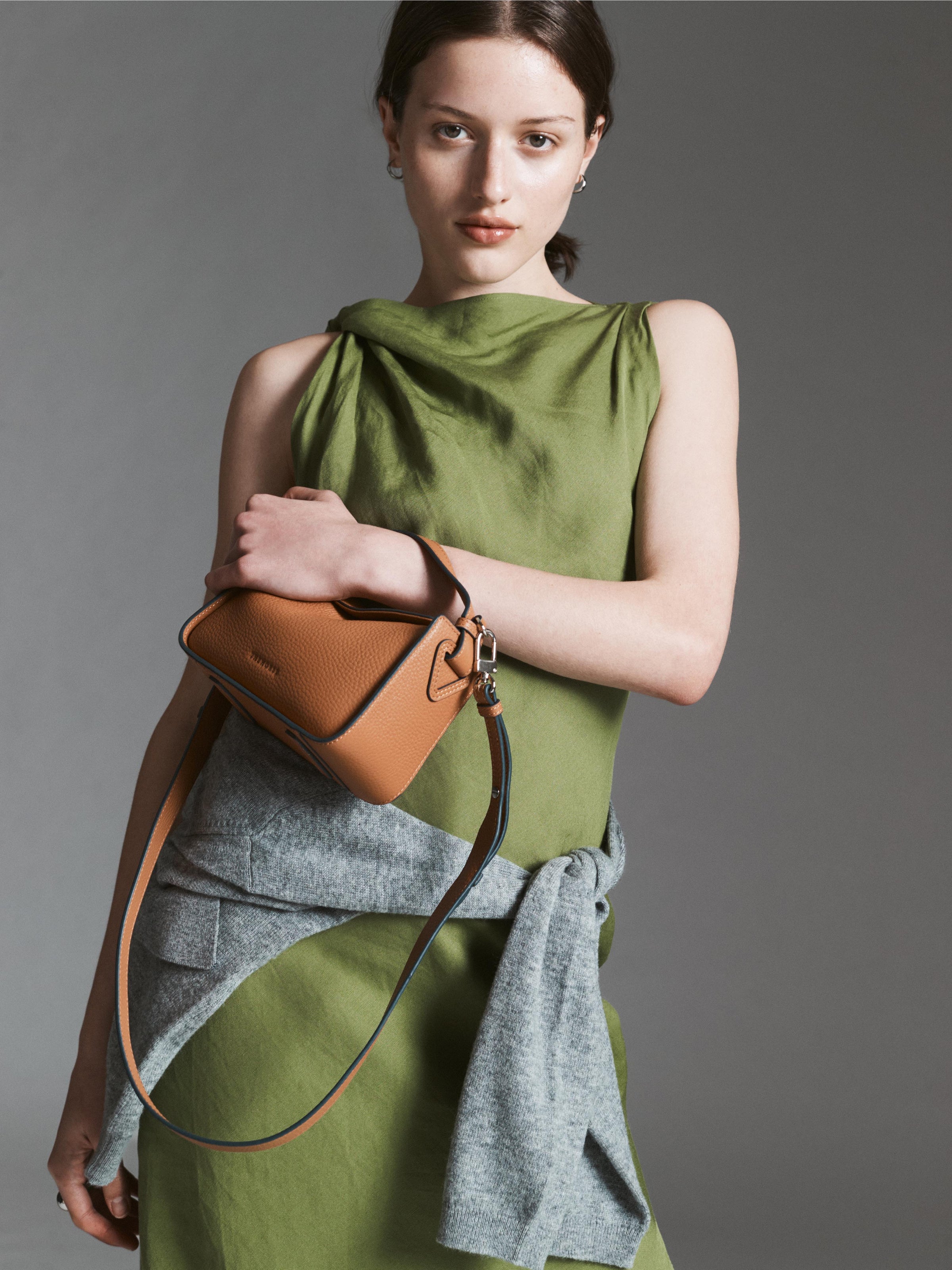 Mini Clementine Bag: Tan Pebbled Leather