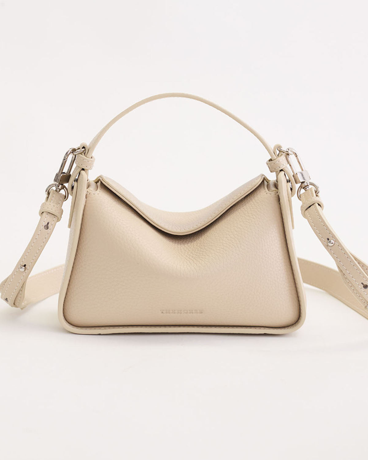 Mini Clementine Bag: Oat Pebbled Leather