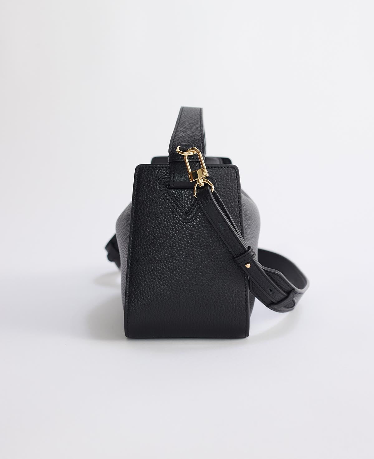 Clementine Bag: Black Pebbled Leather with Gold