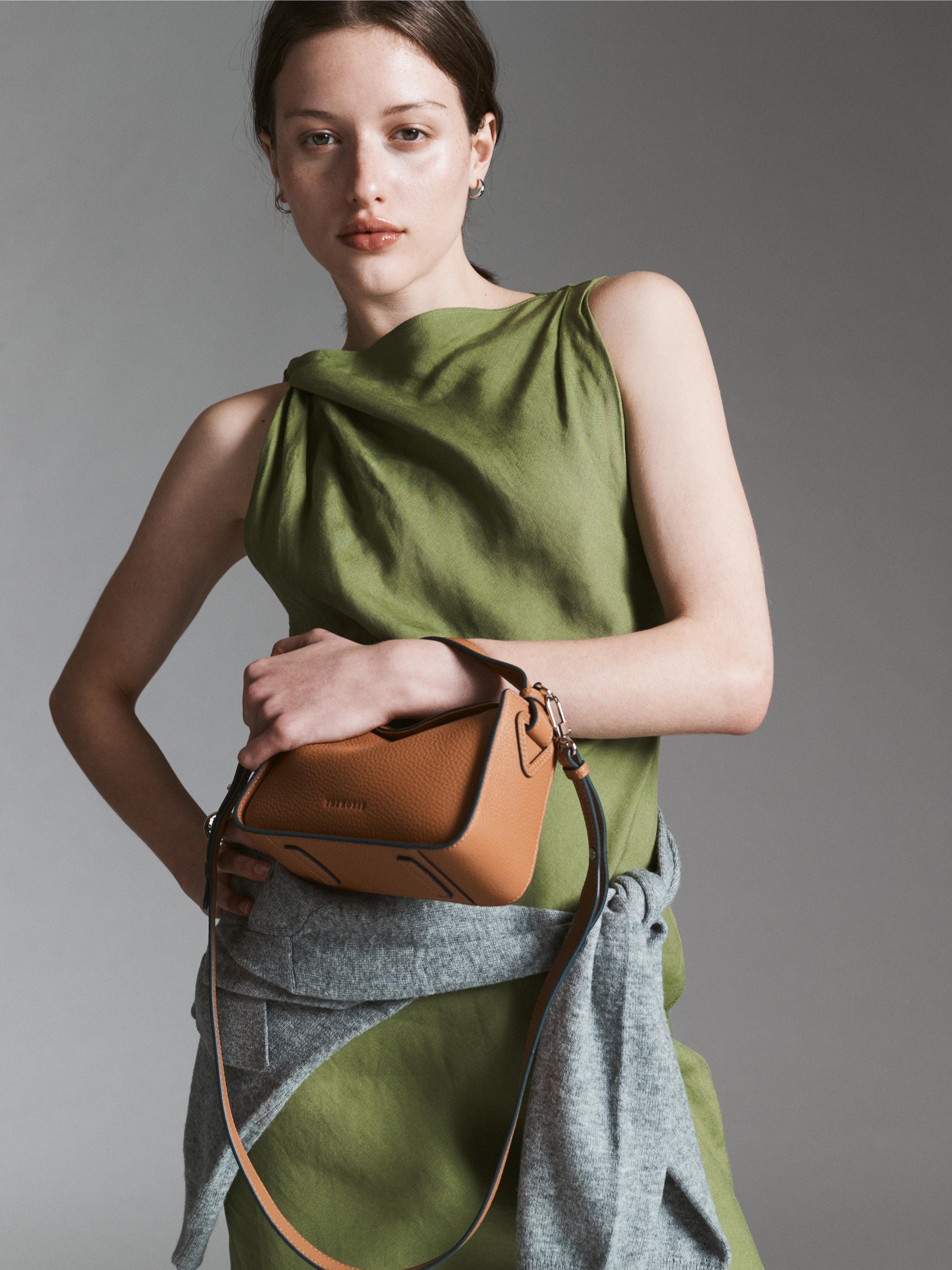 Mini Clementine Bag: Tan Pebbled Leather