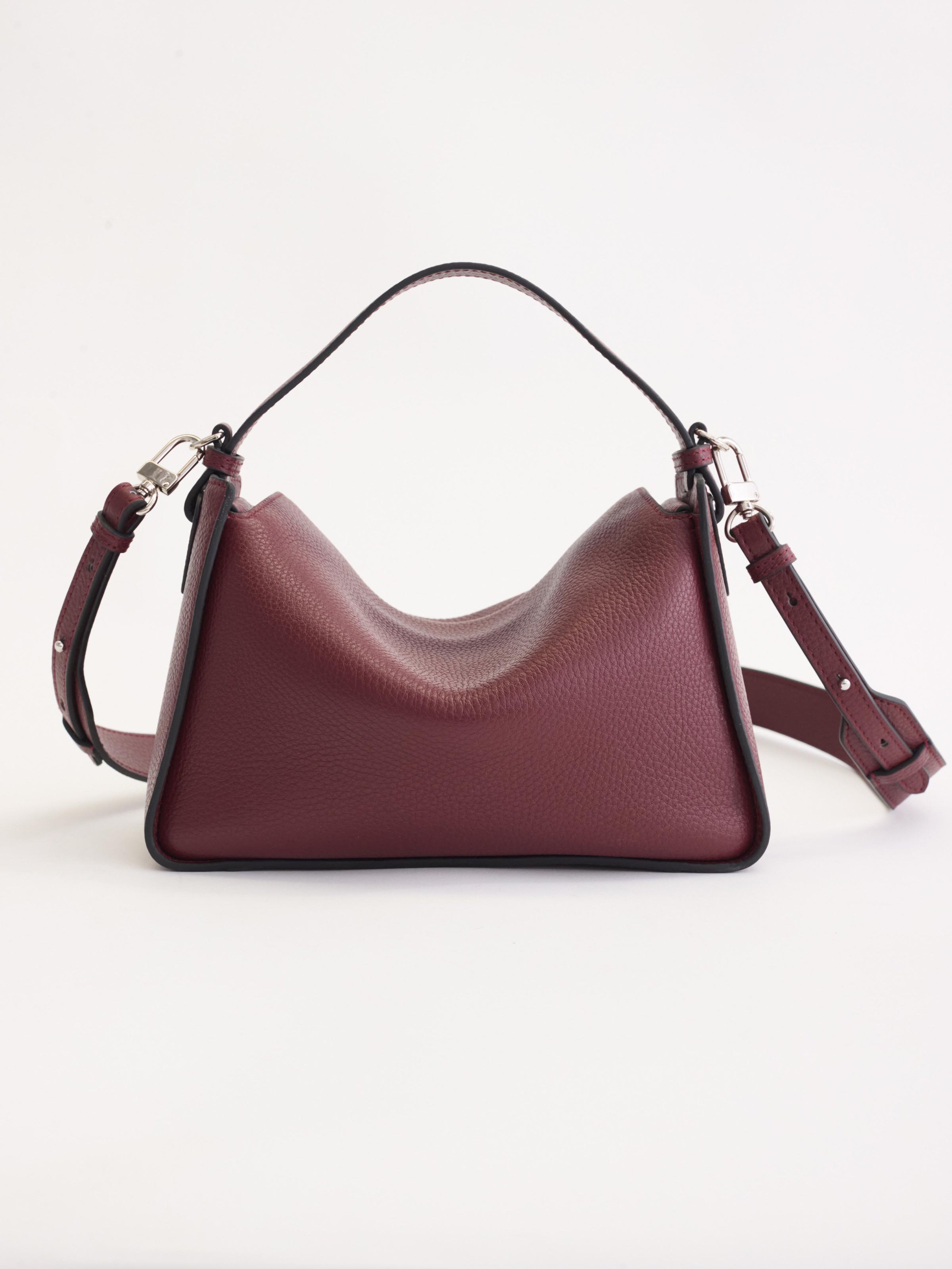 Clementine Bag: Burgundy Pebbled Leather