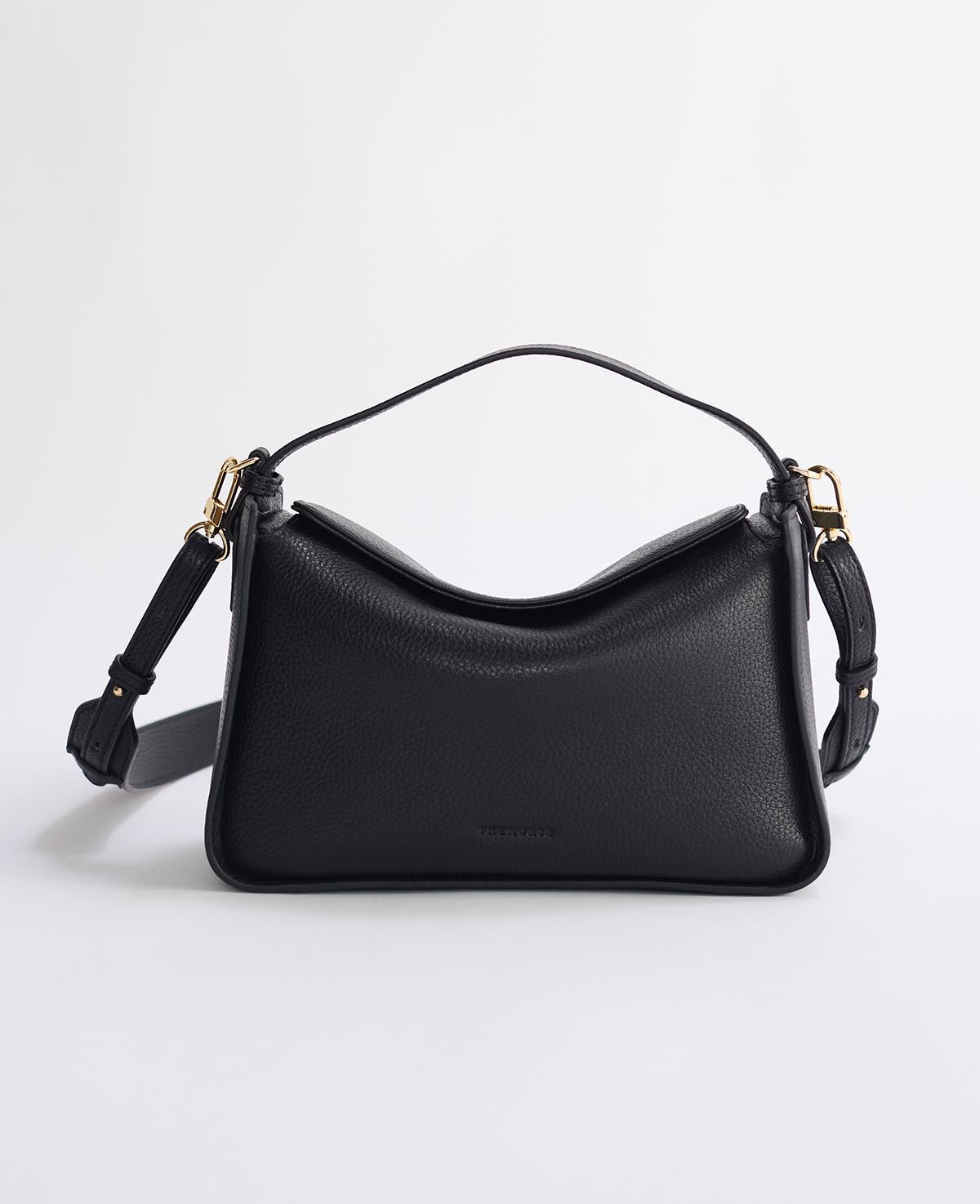 Clementine Bag: Black Pebbled Leather with Gold