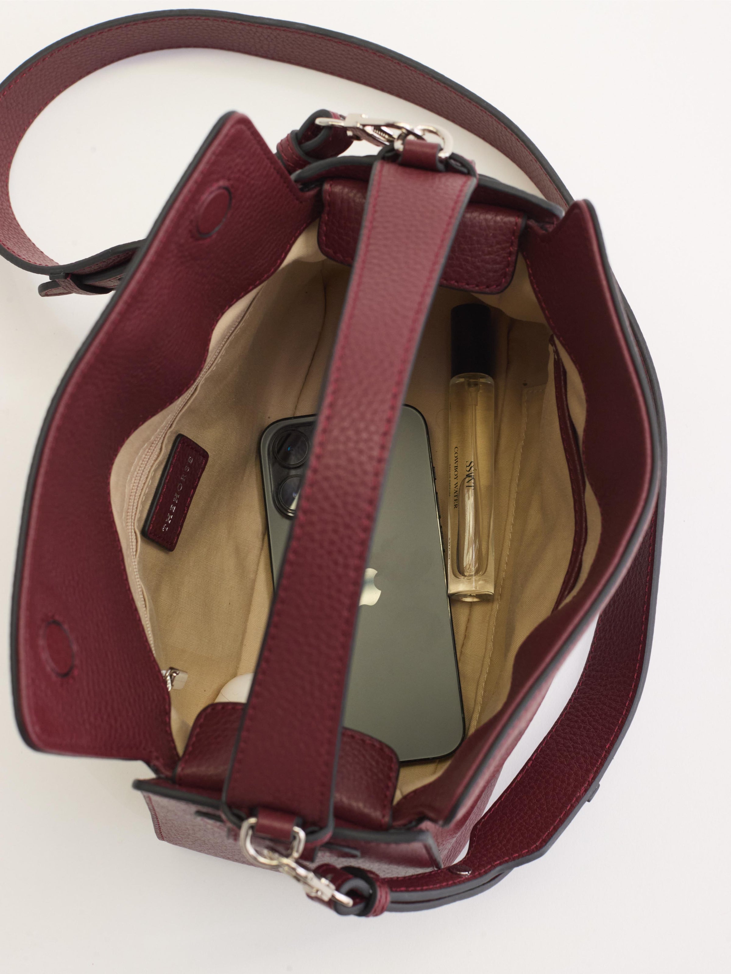 Clementine Bag: Burgundy Pebbled Leather