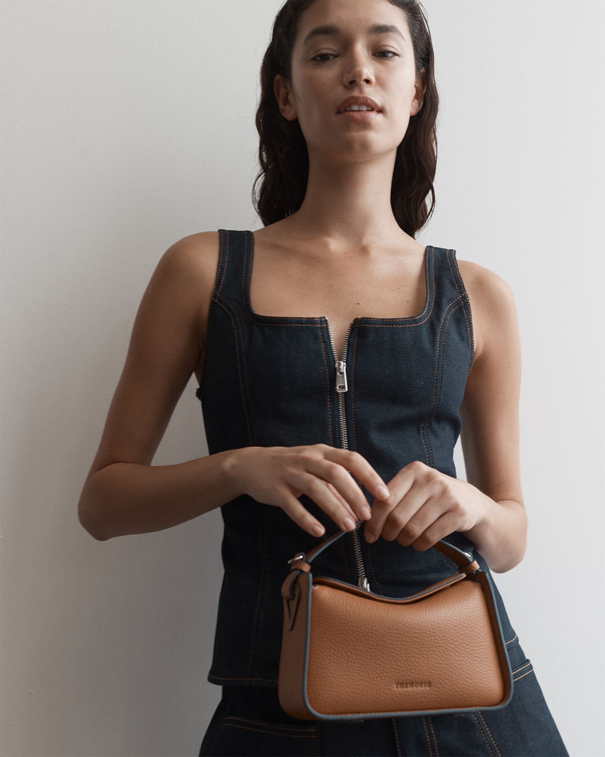 Mini Clementine Bag: Tan Pebbled Leather