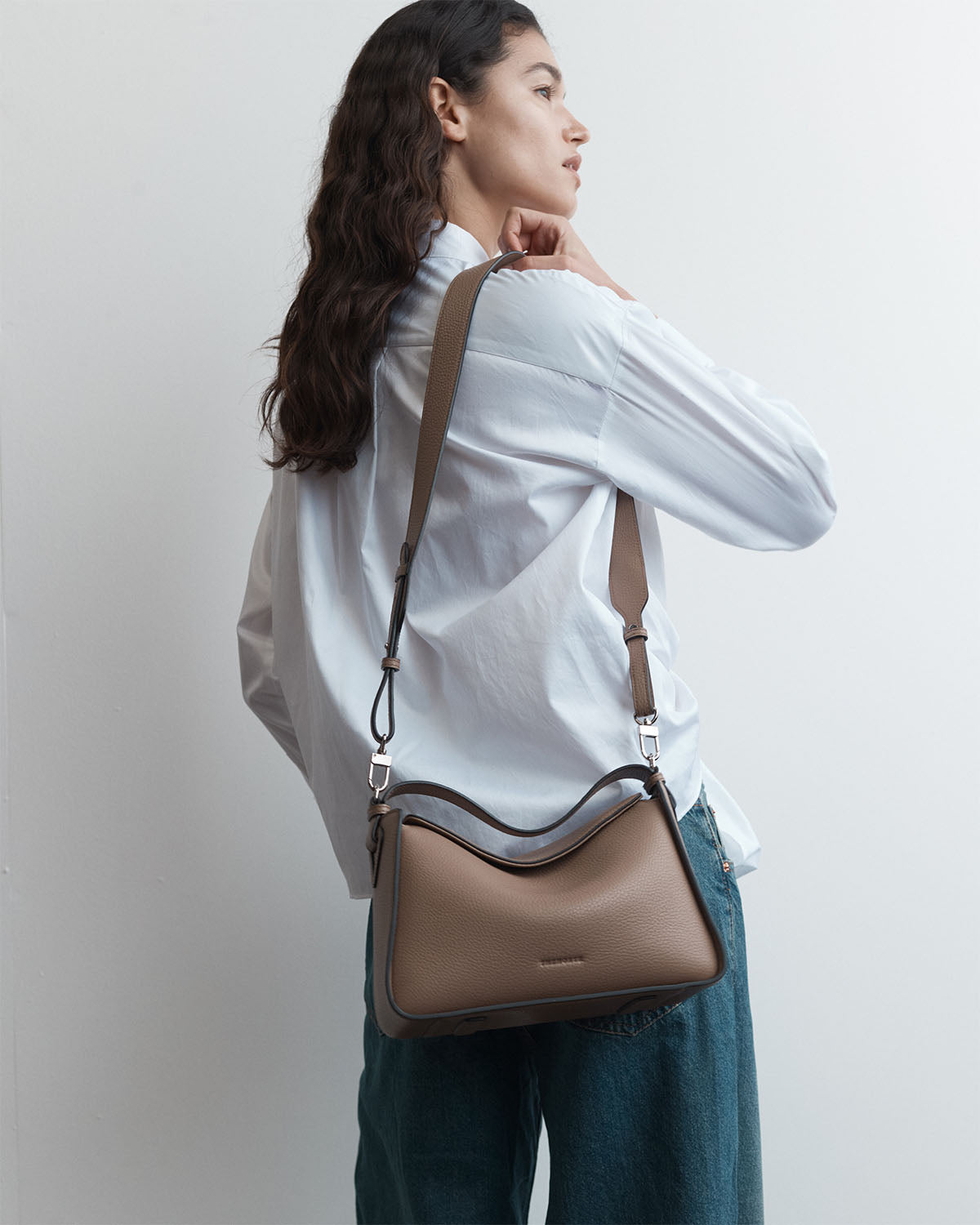 Clementine Bag: Taupe Pebbled Leather