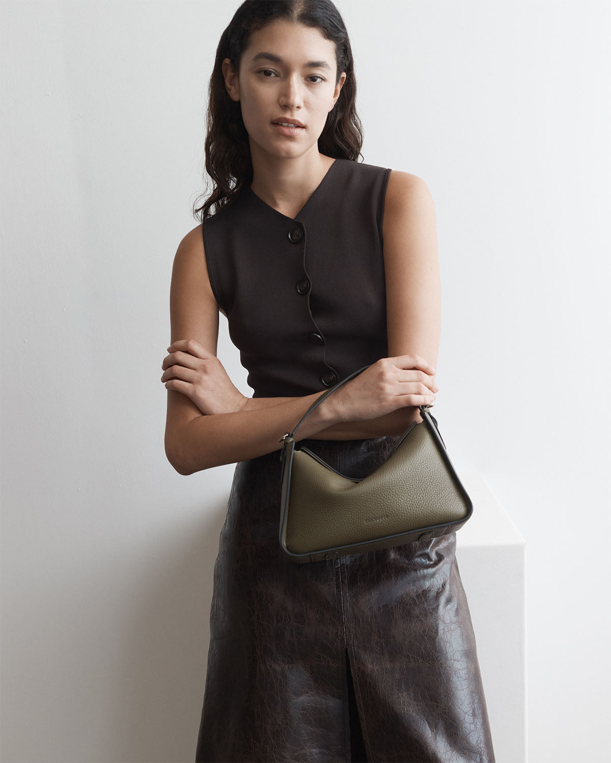 Clementine Bag: Olive Pebbled Leather