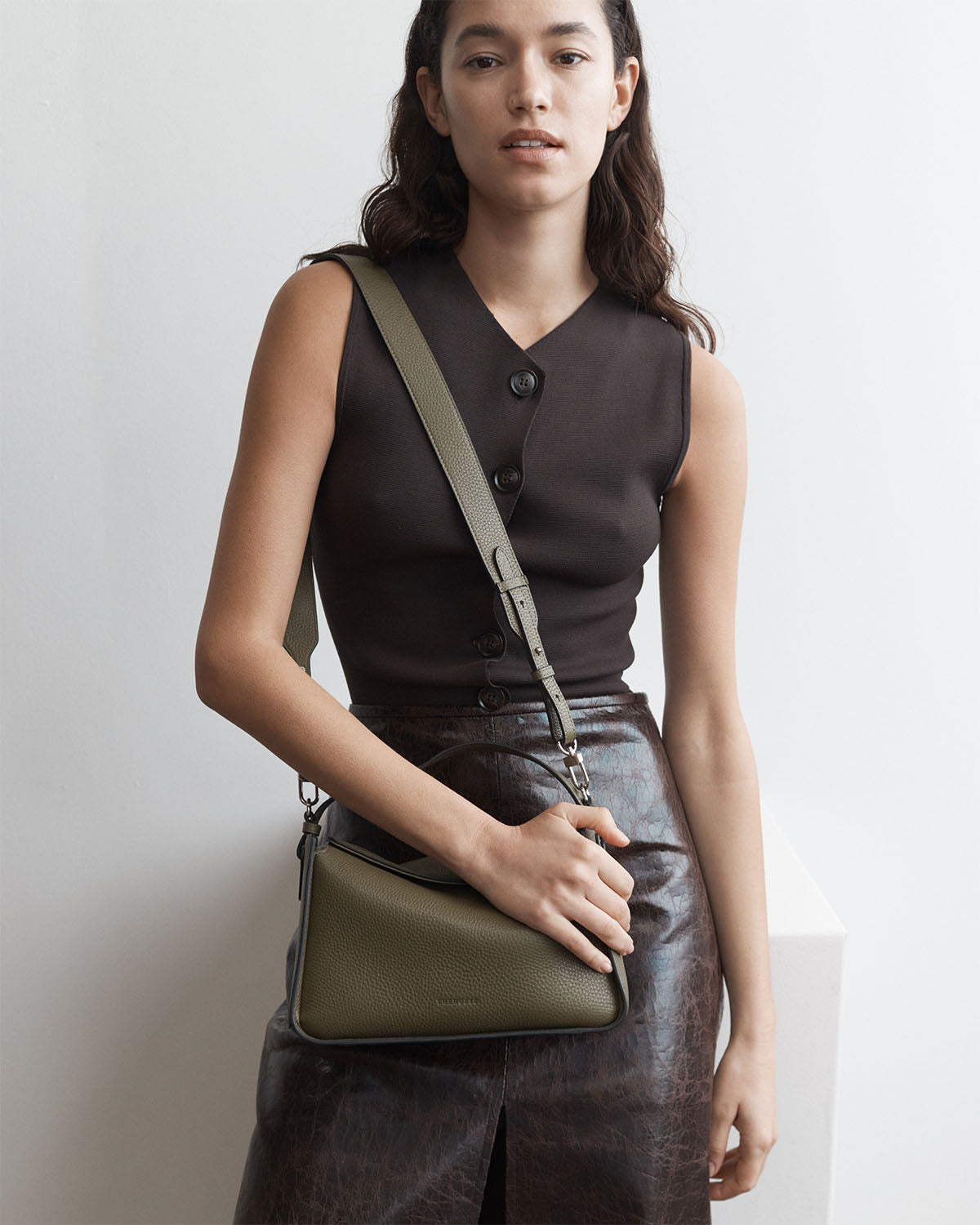 Clementine Bag: Olive Pebbled Leather