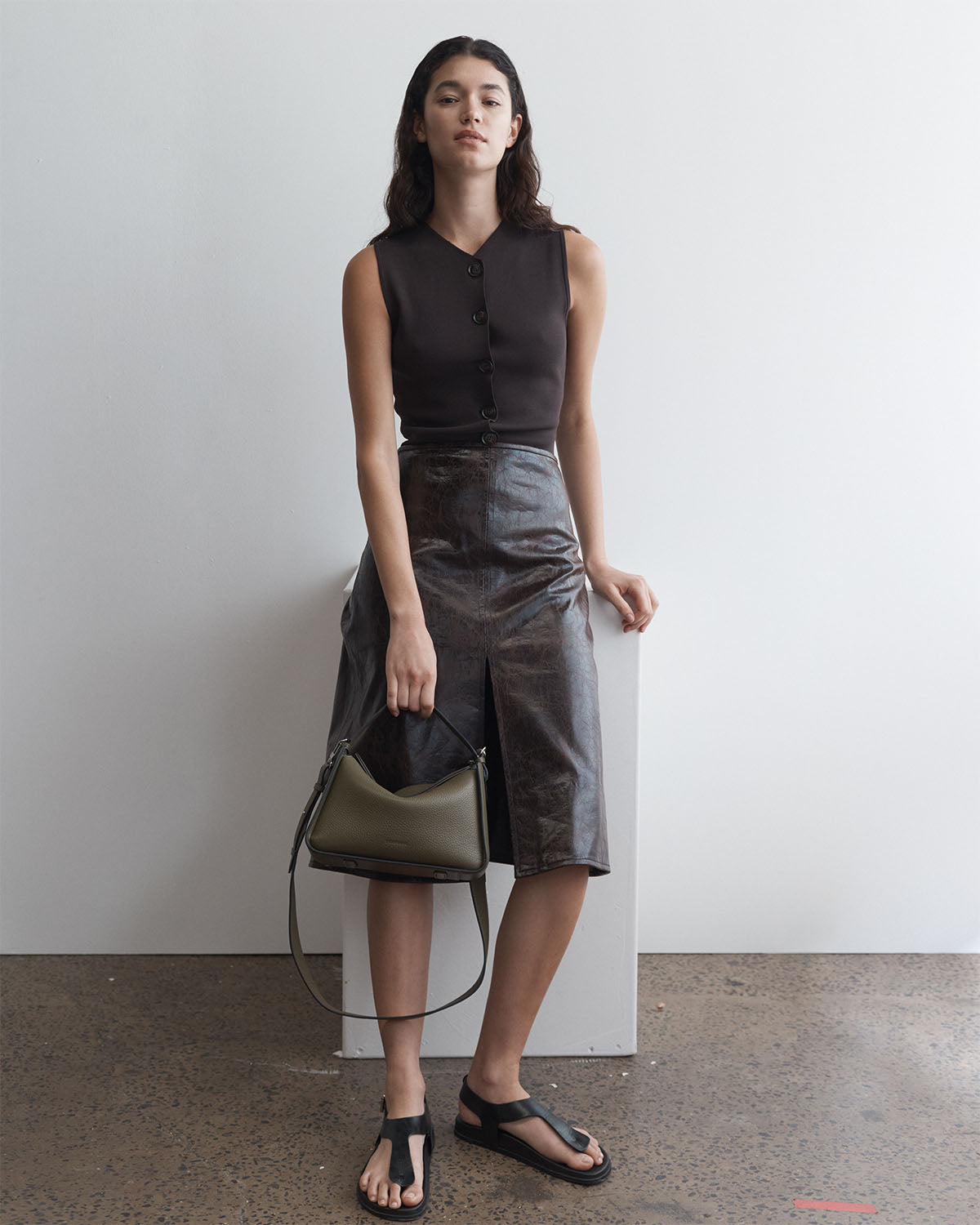 Clementine Bag: Olive Pebbled Leather