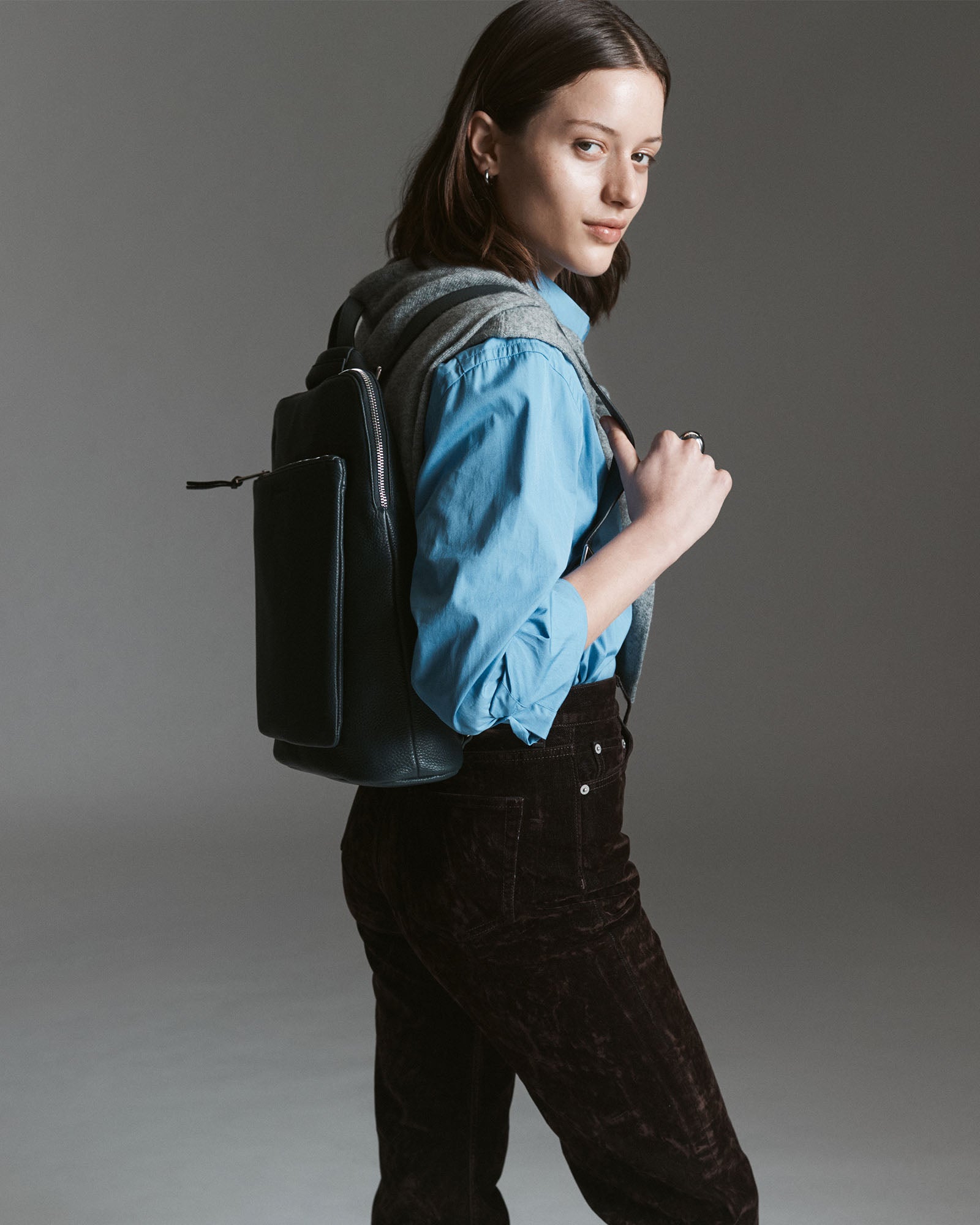 Backpack: Dark Navy Pebbled Leather