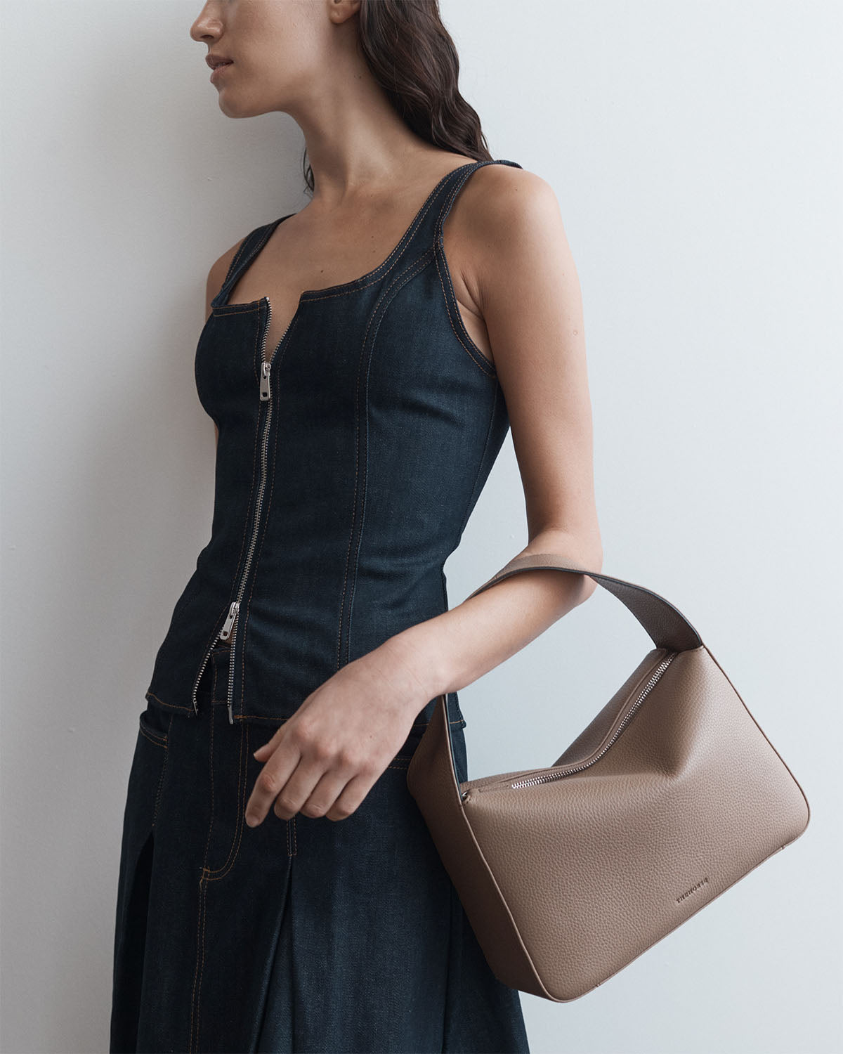 Mae Bag: Taupe Pebbled Leather