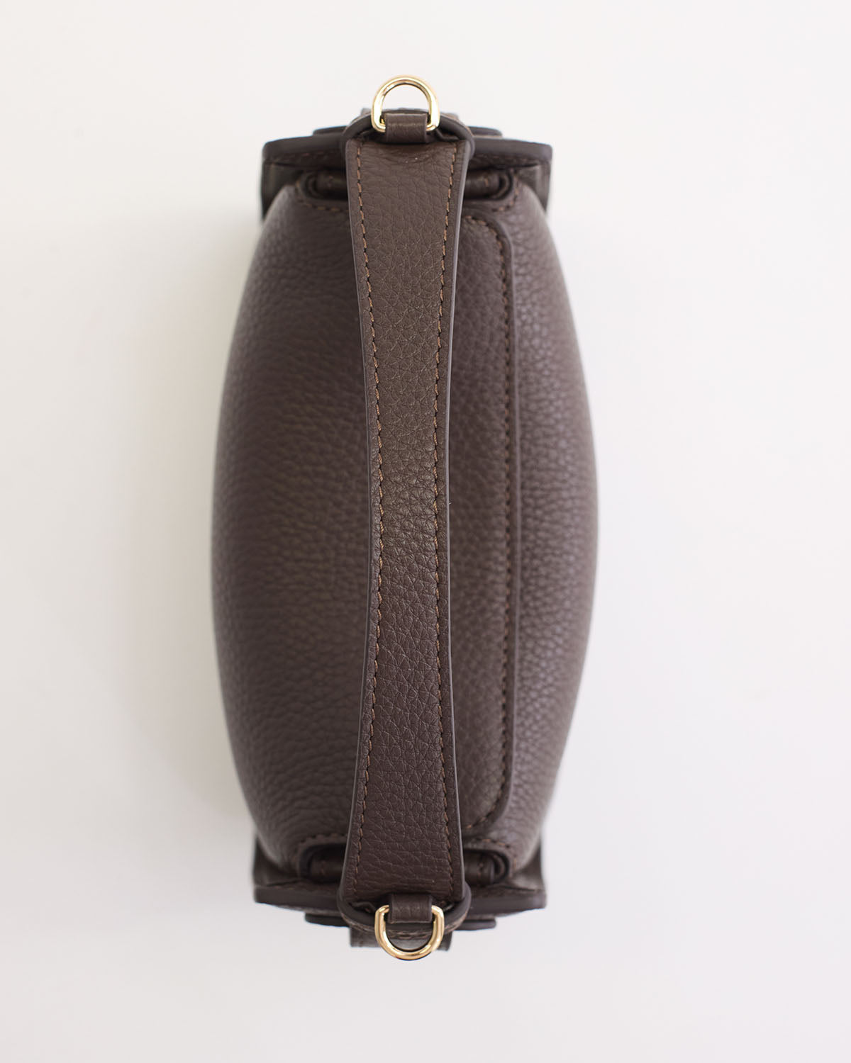 Mini Clementine Bag: Charcoal Pebbled Leather with Gold