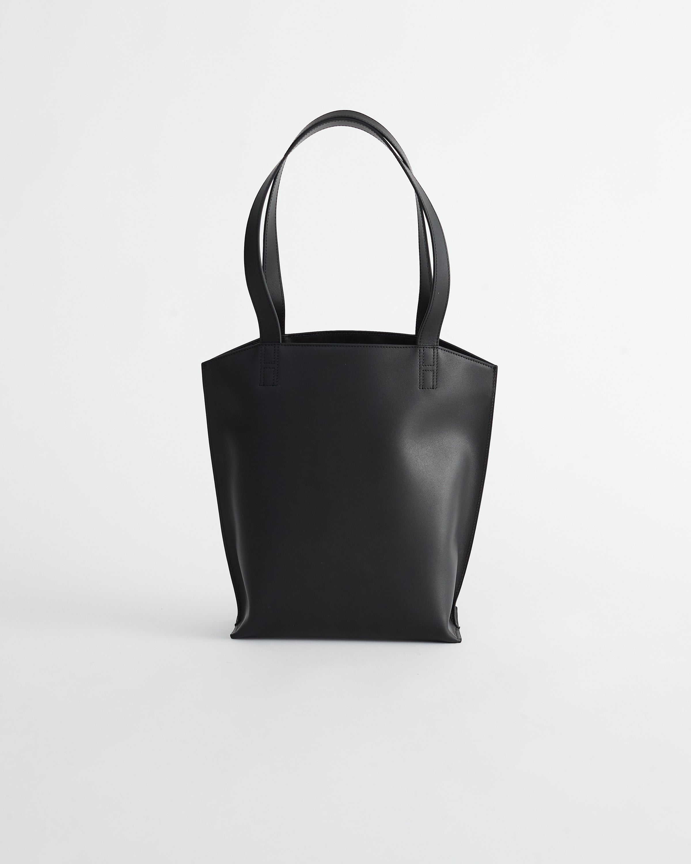 Plain black 2024 leather tote bag